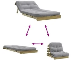 Futono sofa-lova su čiužiniu, 80x206x11cm, impregnuota pušis