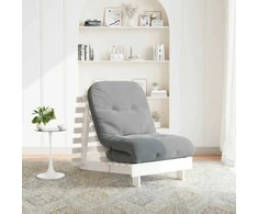 Futono sofa-lova su čiužiniu, balta, 70x206x11cm, pušis