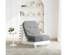 Futono sofa-lova su čiužiniu, balta, 70x206x11cm, pušis
