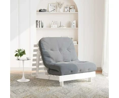 Futono sofa-lova su čiužiniu, balta, 90x206x11cm, pušis
