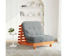Futono sofa-lova su čiužiniu, vaško ruda, 80x206x11cm, pušis
