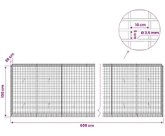 Gabionas su 3,5 mm viela ir 5x10 cm tinkleliu 600x30x100 cm