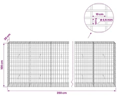 Gabionas su 3,5 mm viela ir 5x10 cm tinkleliu 350x30x100 cm