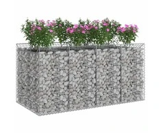 Gabioninė pakelta lova 2 pcs Sidabrinė