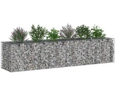 Gabioninė pakelta lova 2 pcs Sidabro 260 x 60 x 55 cm