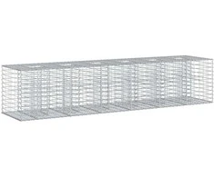 Gabioninė pakelta lova 2 pcs Sidabro 260 x 60 x 55 cm