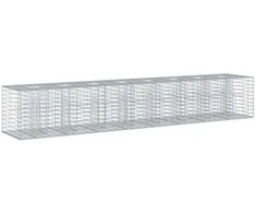 Gabioninė pakelta lova 2 pcs Sidabro 340 x 60 x 55 cm