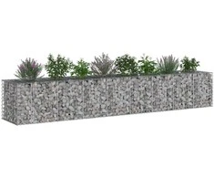 Gabioninė pakelta lova 2 pcs Sidabro 340 x 60 x 55 cm