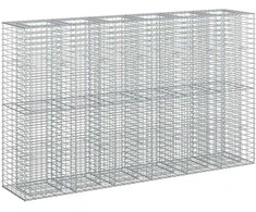 Gabioninė pakelta lova 3 pcs Sidabro 250 x 50 x 150 cm