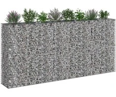Gabioninė pakelta lova 4 pcs Sidabro 330 x 50 x 150 cm