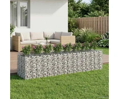 Gabioninė pakelta lova 4 vnt. 400 x 100 x 100 cm Sidabrinė