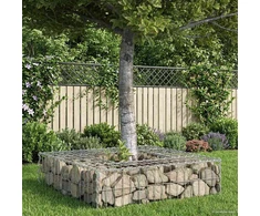 Gabioninė pakelta lova 80 x 80 x 20 cm Cinkuota plienas Sidabro
