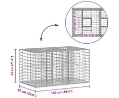 Gabioninė pakelta lova 100 x 60 x 55 cm Galvanizuotas plienas
