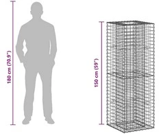 Gabioninė pakelta lova 50 x 50 x 150 cm Galvanizuotas plienas