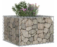 Gabioninė pakelta lova 60 x 60 x 40 cm Cinkuota plienas Sidabro
