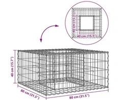 Gabioninė pakelta lova 80 x 80 x 40 cm Cinkuota plienas Sidabro