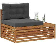 Lauko galinė sofa su pagalve Natūrali 115 x 83 x 73 cm