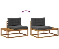 Lauko galinė sofa su pagalve Natūrali 115 x 83 x 73 cm