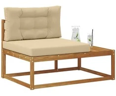 Lauko galinė sofa su pagalve Natūrali 115 x 83 x 73 cm