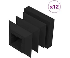 Galinių dangtelių 12 vnt. Juoda 15 x 15 x 15 mm PP