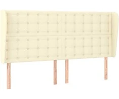 Galvūgalis su auselėmis, kreminis, 163x23x118/128cm,netikra oda