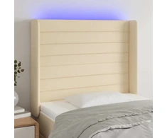 Galvūgalis su LED, kreminės spalvos, 103x16x118/128cm, audinys