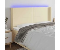 Galvūgalis su LED, kreminės spalvos, 203x16x118/128 cm