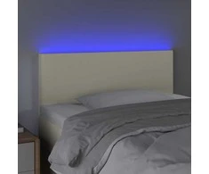 Galvūgalis su LED, kreminės spalvos, 80x5x78/88cm, dirbtinė oda