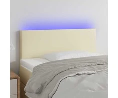 Galvūgalis su LED, kreminės spalvos, 80x5x78/88cm, dirbtinė oda