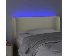 Galvūgalis su LED, kreminės spalvos,83x16x78/88cm, dirbtinė oda
