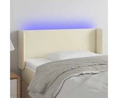 Galvūgalis su LED, kreminės spalvos,83x16x78/88cm, dirbtinė oda