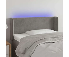 Galvūgalis su LED, šviesiai pilkas, 103x16x78/88cm, aksomas