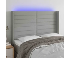 Galvūgalis su LED, šviesiai pilkas, 147x16x118/128cm, audinys