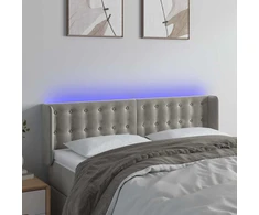 Galvūgalis su LED, šviesiai pilkas, 147x16x78/88cm, aksomas