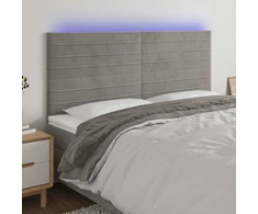 Galvūgalis su LED, šviesiai pilkas, 160x5x118/128cm, aksomas
