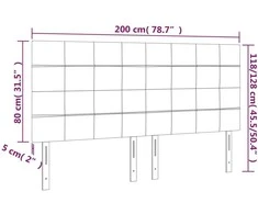 Galvūgalis su LED, šviesiai pilkas, 200x5x118/128cm, audinys