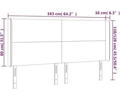 Galvūgalis su LED, tamsiai pilkas, 163x16x118/128cm, audinys