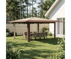 Gazebo be šoninės sienos 4 x 4 m Kremas ir rudas