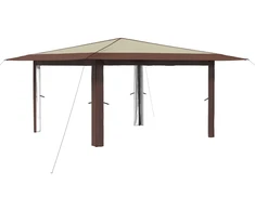 Gazebo be šoninės sienos 4 x 4 m Kremas ir rudas