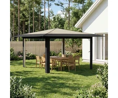Gazebo be šoninės sienos 4 x 4 m Kremo ir antracito