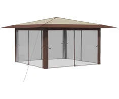 Gazebo su 4 šoninėmis sienomis 4 x 4 m Kremas ir rudas
