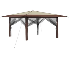 Gazebo su 4 šoninėmis sienomis 4 x 4 m Kremas ir rudas