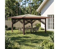 Gazebo su 4 šoninėmis sienomis 4 x 4 m Kremas ir rudas