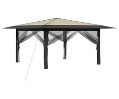 Gazebo su 4 šoninėmis sienomis 4 x 4 m Kremo ir antracito