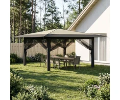 Gazebo su 4 šoninėmis sienomis 4 x 4 m Kremo ir antracito