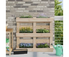 Gėlių dėžės Euro paletėms 12 pcs Juoda 36 x 13,5 x 9,5 cm