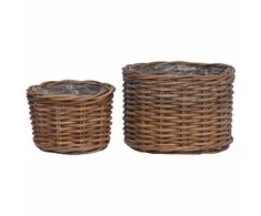 Gėlių krepšys su saugykla 2 pcs Ruda Kubu ratanas
