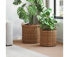 Gėlių krepšys su saugykla 2 pcs Ruda Lacak rotangas