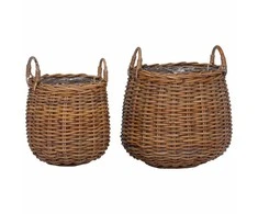 Gėlių krepšys su saugykla 2 pcs Ruda Lacak ratanas