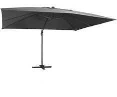 Gembinis skėtis su LED/aliuminio stulpu, antracito, 400x300cm